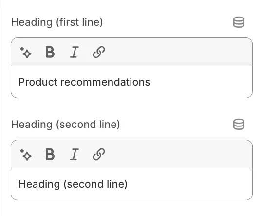 product recommendations general settings