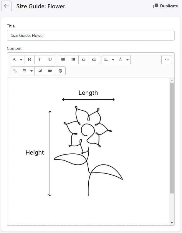 Featured product / product template (Size guide 2)
