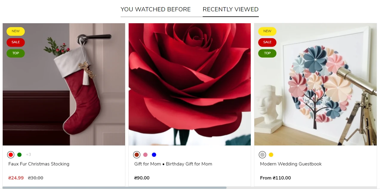 Product recommendations (Enable product cards indent)