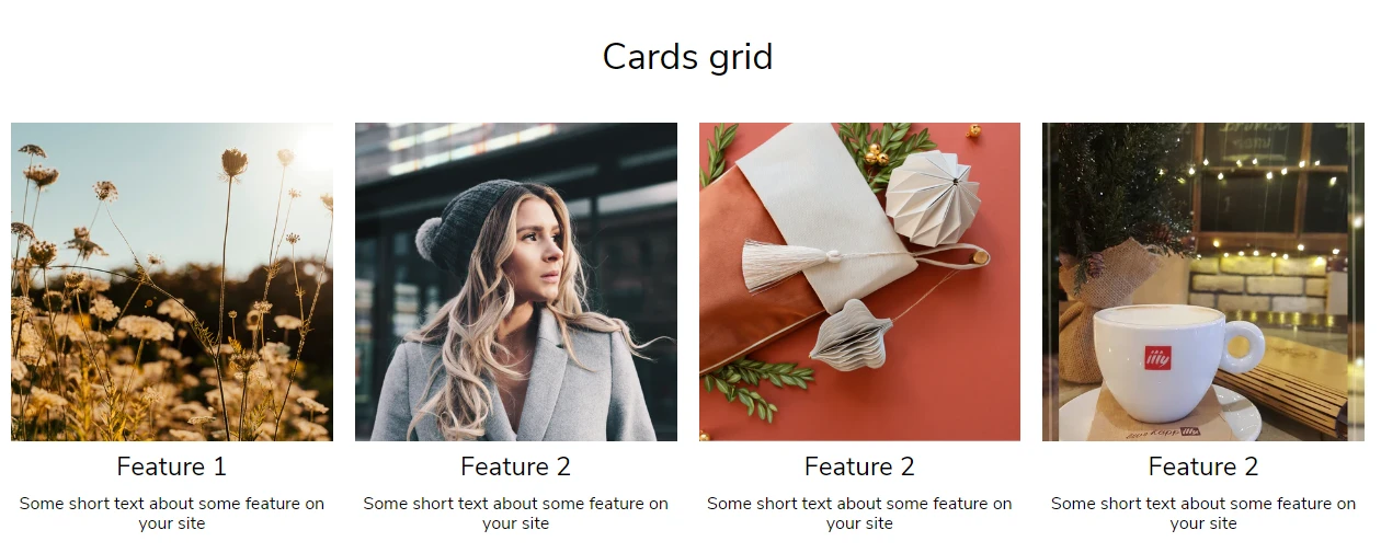 Cards grid (Cards per row 3)