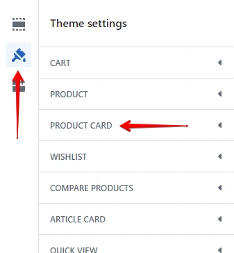 Product card settings