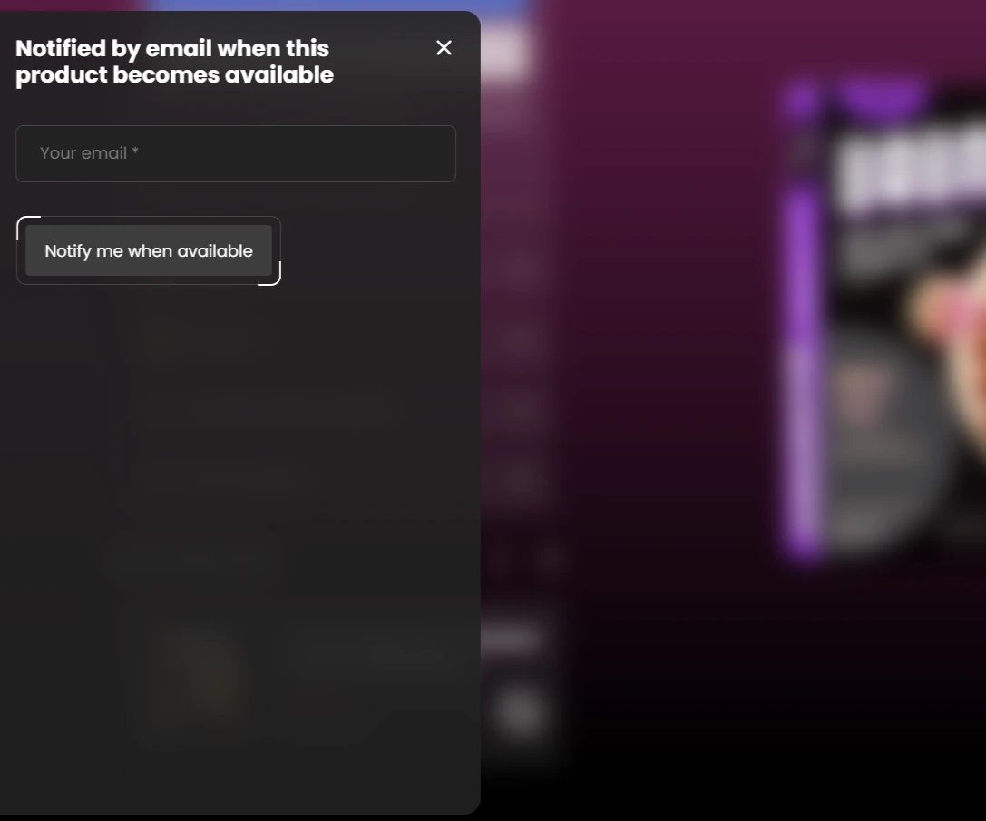 PDP Block Notify Me Drawer