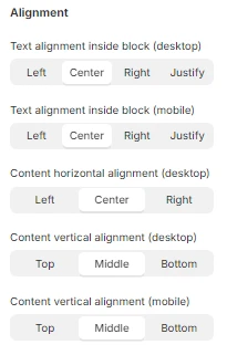 Slideshow alignment settings