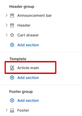 Article template add section