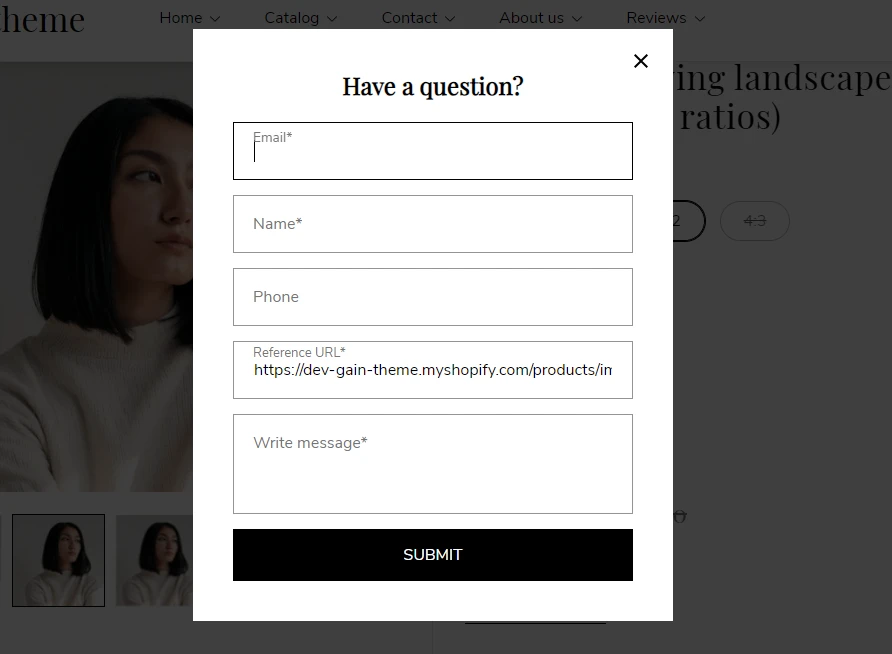 Featured product / product template (Block Ask a question. Preview 2)