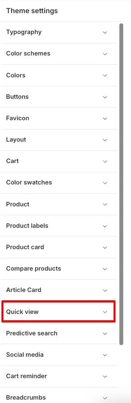 Quick view general settings