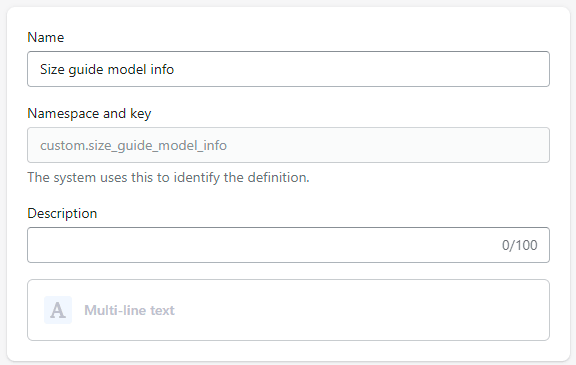 Size guide model info