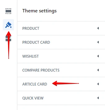 Article card settings