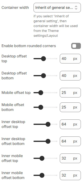 Video section layout settings