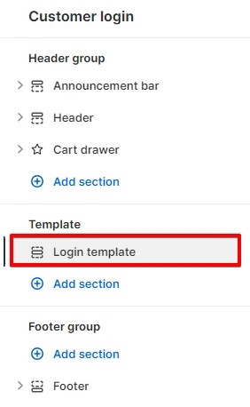Login template add section