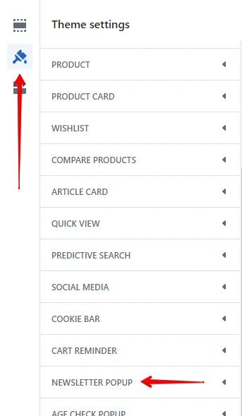 Newsletter popup settings