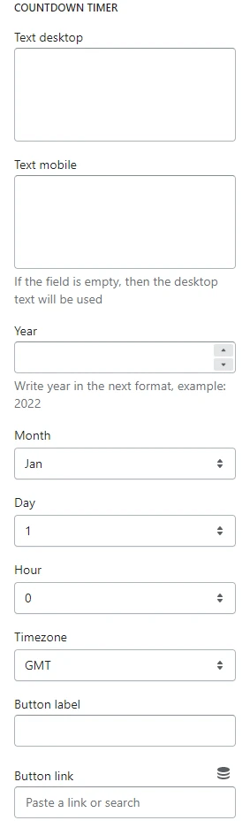 Announcement bar (Coundown timer)
