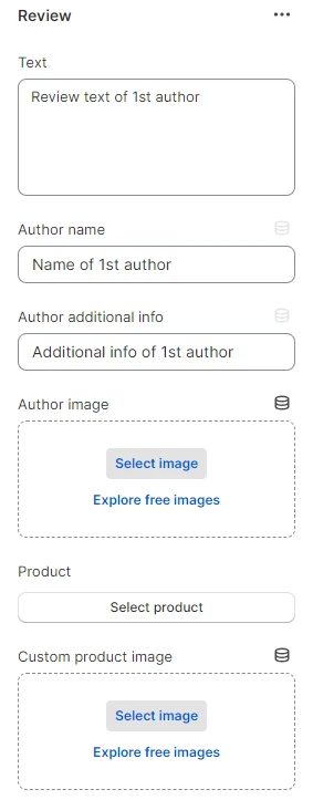 Reviews (Block settings)