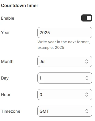 Banner timer settings