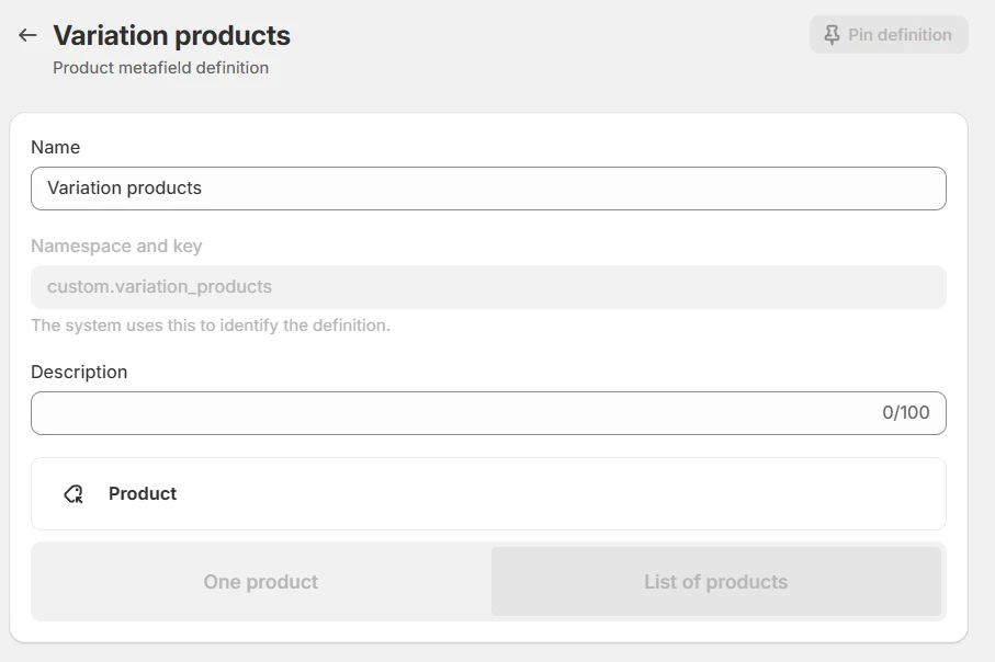 List of products
