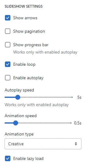 Slideshow (Slideshow settings)