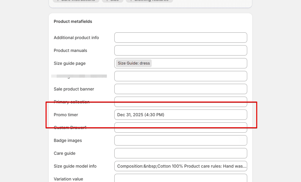promo timer set end time