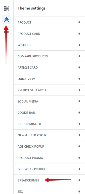 Breadcrumbs settings
