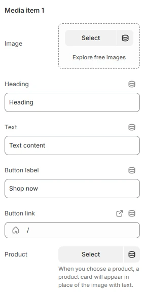 header settings mega menu media item