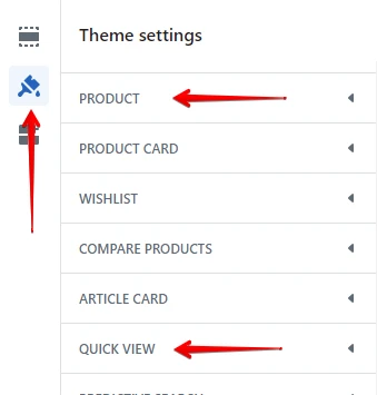 Quick view (settings path)