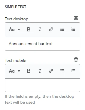 Announcement bar (Simple text)