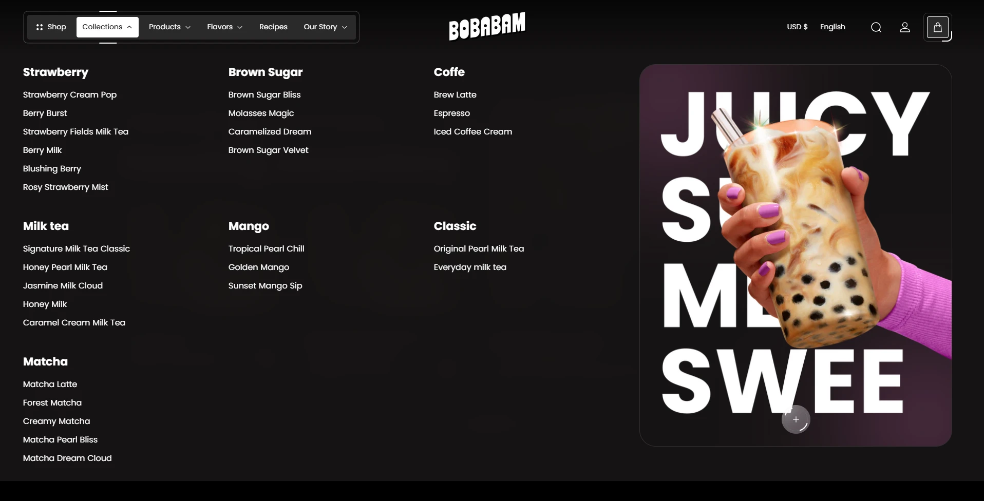 header mega menu