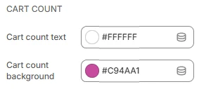 header settings color cart count