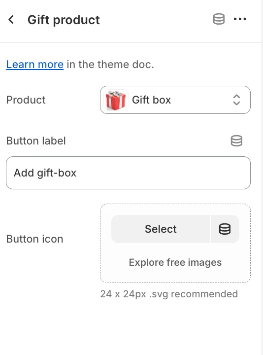 Add gift product settings