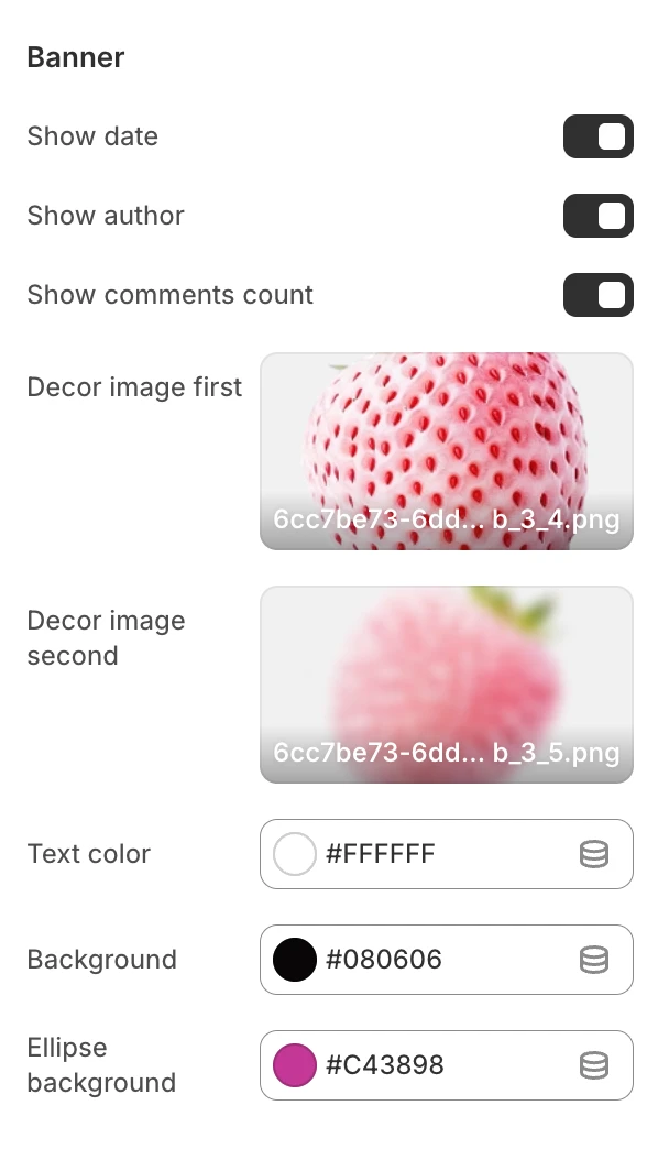 Article template section settings