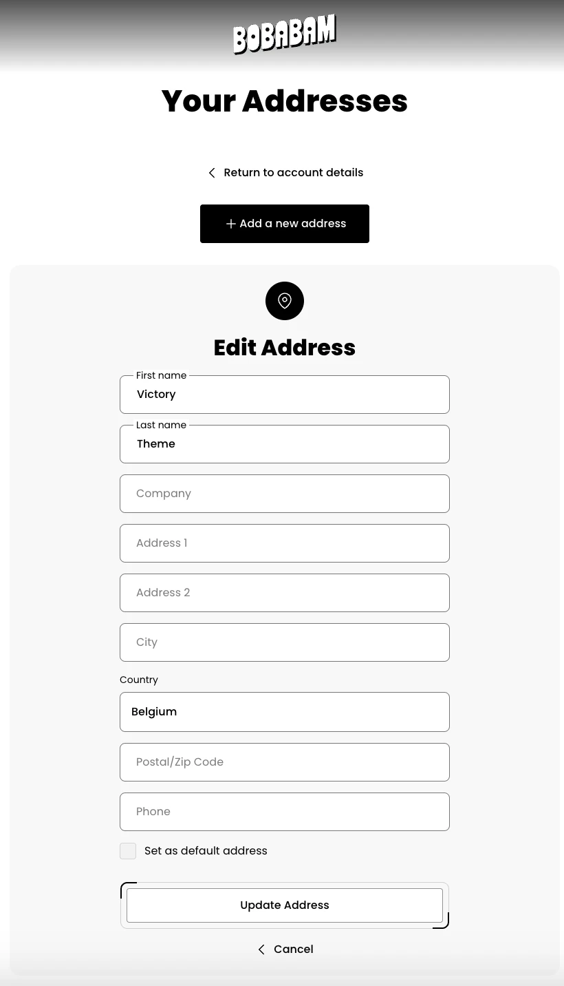Addresses edit address