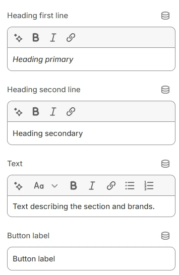Shop by brand section settings