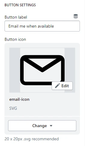 Featured product / product template (Block Notify me. Button settings)