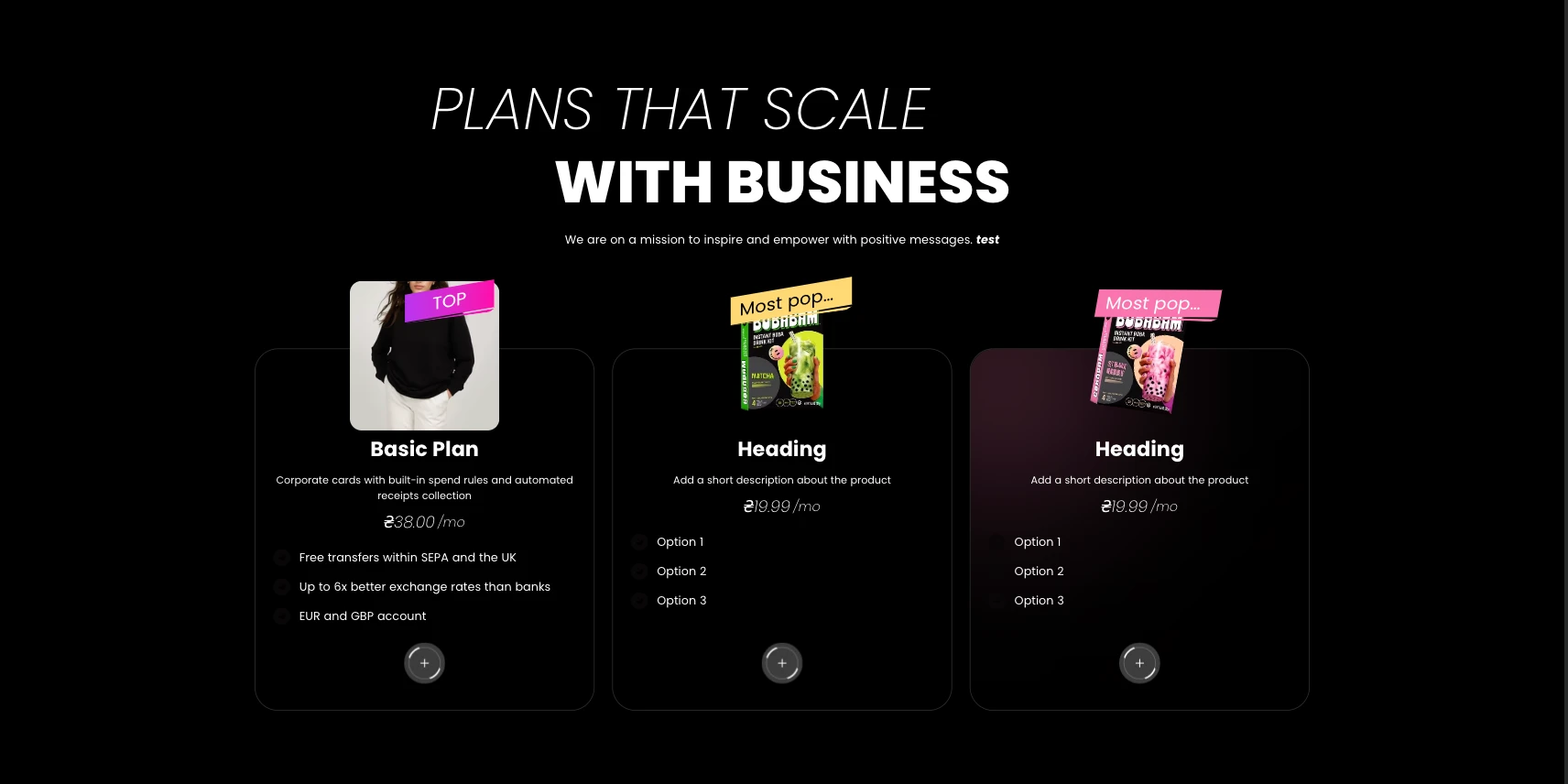 Pricing table
