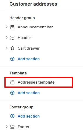 Addresses add a section