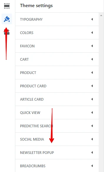 Newsletter popup (Settings path)