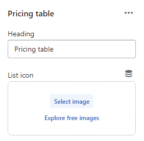 Pricing table (General)