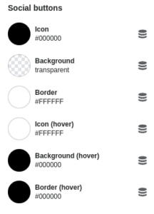 Colors settings (Social buttons)