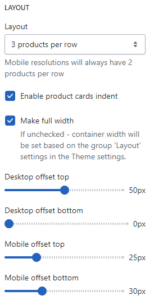 Product recommendations (layout)