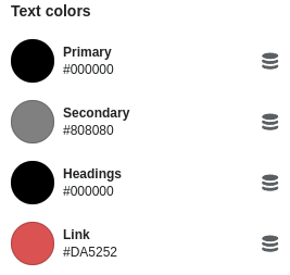 Colors settings (text)