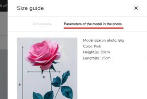 Featured product / product template (Block Options settings. Size guide model tab name)