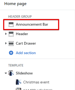 Announcement bar (adding)