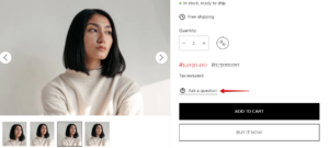 Featured product / product template (Block Ask a question. Preview 1)