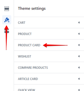 Product card settings