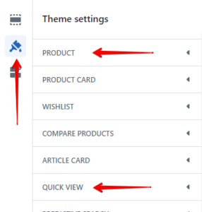 Quick view (settings path)