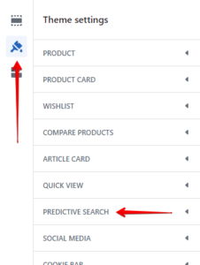 Predictive search settings