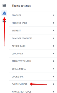 Cart reminder settings