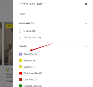Search template (Show color swatch in filters)