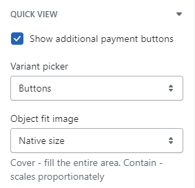 Quick view (Quick view settings. General)