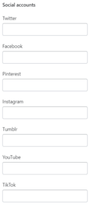 Social media settings (Social accounts)