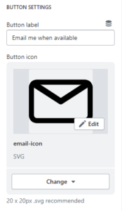 Featured product / product template (Block Notify me. Button settings)
